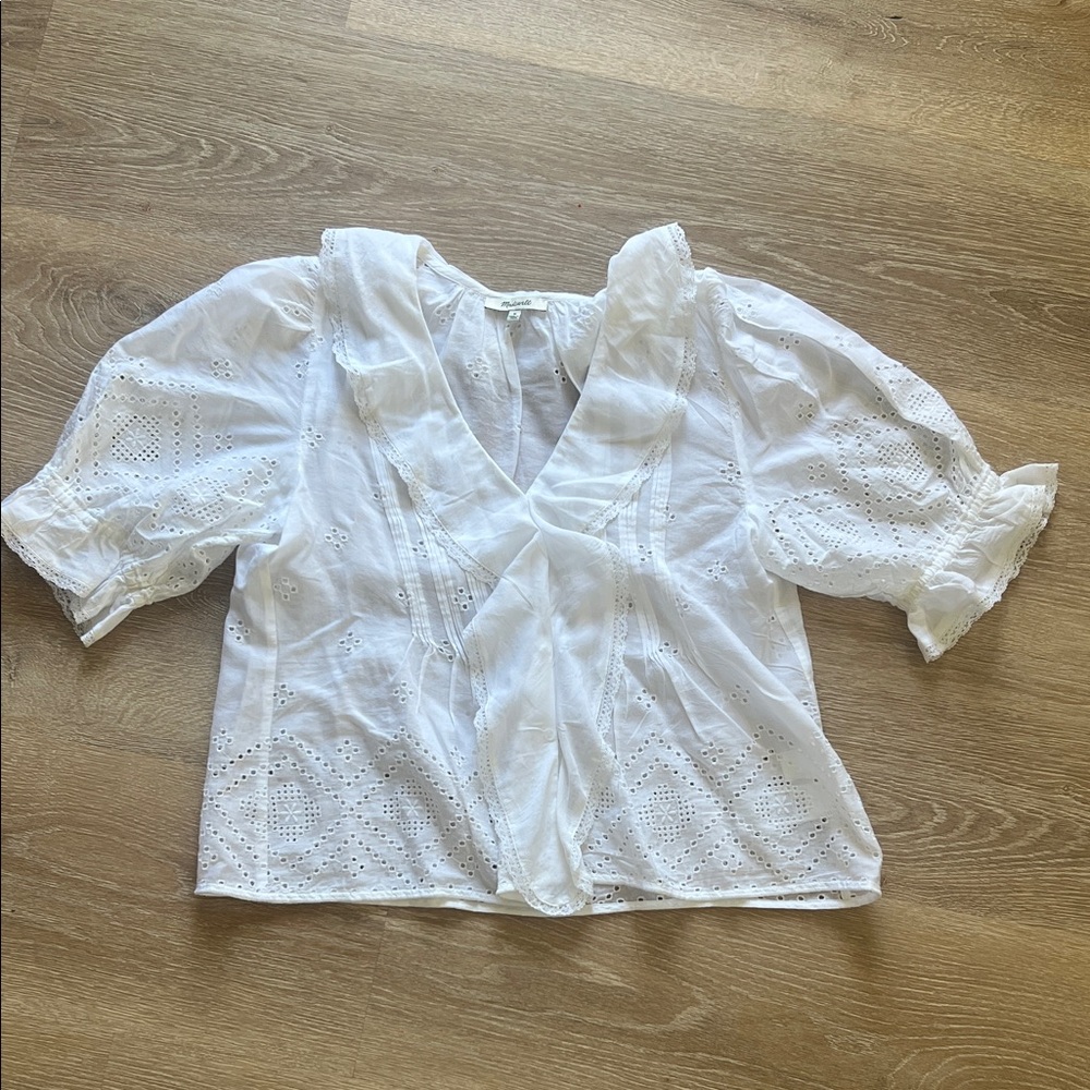 Madewell White Eyelet Blouse